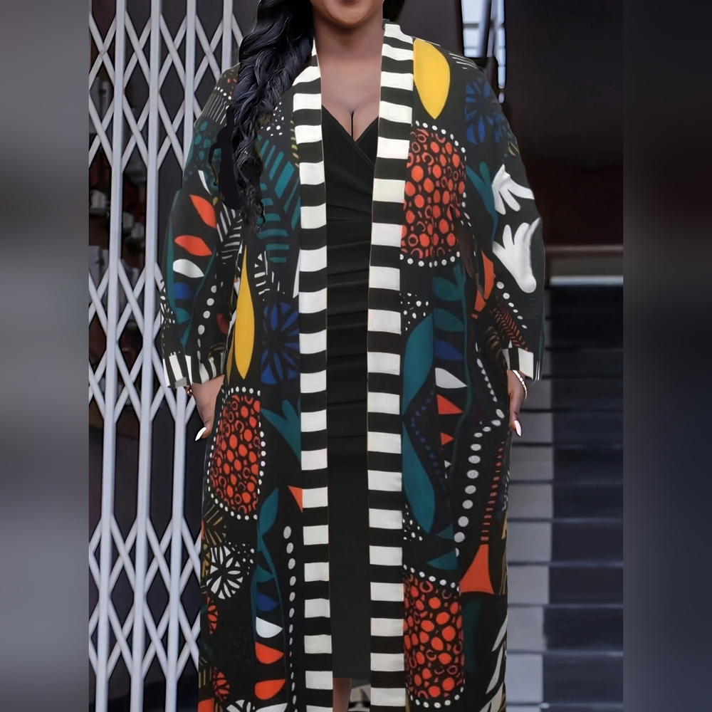 Casual Bohemian Resort Retro Print Patchwork Jacket - Picture 2 of 3